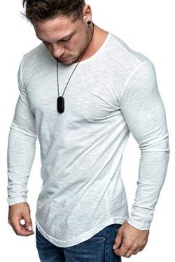 Amaci&Sons Oversize Herren Longsleeve Vintage Sweatshirt O-Neck Basic O-Ausschnitt Shirt 6097 Weiß S von Amaci&Sons