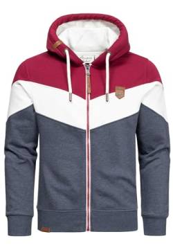 Amaci&Sons Sweatjacke Kapuzenpullover Herren Pullover Hoodie Zipper Jacke 4069 Bordeaux/Weiß/Blau XXL von Amaci&Sons