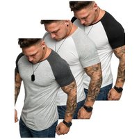 Amaci&Sons T-Shirt 3. OMAHA 3er-Pack T-Shirts (3er-Pack) Herren Basic Oversize Kontrast Raglan T-Shirt von Amaci&Sons