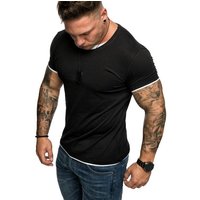 Amaci&Sons T-Shirt LAKEWOOD Herren Slim-Fit Basic Shirt Doppel Farbig mit Rundhalsausschnitt von Amaci&Sons