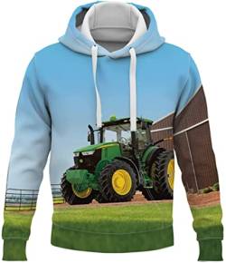 Amacigana 3D Traktor- Jungen Hoodie - Kapuze, Kängurutasche, Herren Hoodie Sweat-Jacke Mit Kapuze Langarm, Print-Pulli (Traktor 4#,150) von Amacigana