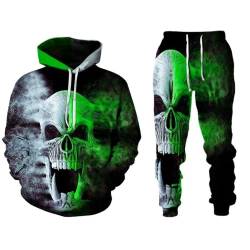 Amacigana Herren jogginganzug totenkopf Hoodie und Hose Herren Trainingsanzug Jogginganzug Sportanzug (Totenkopf2,XL) von Amacigana