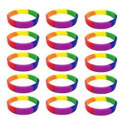 Amagogo 10 Stück Silikagel Armbänder für Damen und Herren, wasserabweisendes Sportarmband, stilvolles Accessoire, Regenbogen von Amagogo