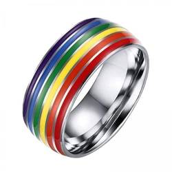 Amagogo 2x Moderne Edelstahl Ringe in Regenbogenfarben für stilvolle Auftritte von Amagogo