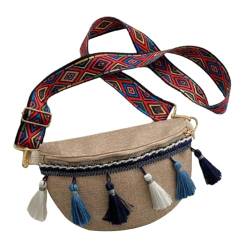 Amagogo Boho-Gürteltasche, Brusttasche, Hüfttasche, modische Ethno-Umhängetasche, Ethno-Schultertasche, Hüfttasche für Frühling, Urlaub, Blau von Amagogo