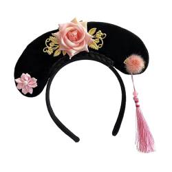 Amagogo Chinesische Kopfbedeckung, Qing-Stirnband, Haarband, alte Haarspange, Blume, Hanfu-Haarreifen für Performance, Hochzeit, Abschlussball, Stil F von Amagogo