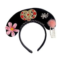 Amagogo Chinesische Kopfbedeckung, Qing-Stirnband, Haarband, alte Haarspange, Blume, Hanfu-Haarreifen für Performance, Hochzeit, Abschlussball, Stil G von Amagogo