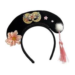 Amagogo Chinesische Kopfbedeckung, Qing-Stirnband, Haarband, alte Haarspange, Blume, Hanfu-Haarreifen für Performance, Hochzeit, Abschlussball, Stil H von Amagogo