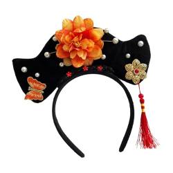 Amagogo Chinesische Kopfbedeckung, Qing-Stirnband, Haarband, alte Haarspange, Blume, Hanfu-Haarreifen für Performance, Hochzeit, Abschlussball, Stil K von Amagogo
