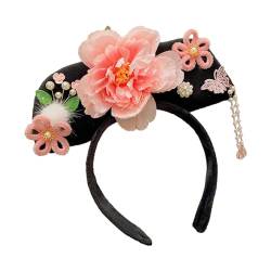Amagogo Chinesische Kopfbedeckung, Qing-Stirnband, Haarband, alte Haarspange, Blume, Hanfu-Haarreifen für Performance, Hochzeit, Abschlussball, Stil c von Amagogo