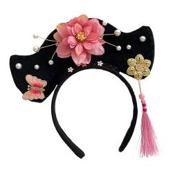 Amagogo Chinesische Kopfbedeckung, Qing-Stirnband, Haarband, alte Haarspange, Blume, Hanfu-Haarreifen für Performance, Hochzeit, Abschlussball, Stil j von Amagogo