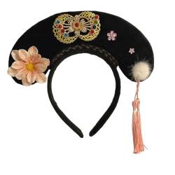 Amagogo Chinesische Kopfbedeckung, Qing-Stirnband, traditioneller Kaiserin-Kopfschmuck, Haarreif, antikes Stirnband für Bühnenauftritte, Karneval, Stil D von Amagogo