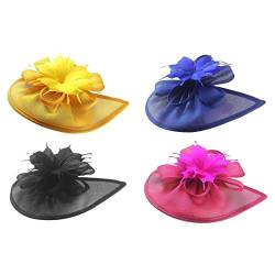 Amagogo Eleganter Fascinator Hut für Damen - Luxuriöse Kollektion, Gelb Blau Schwarz Rosenrot von Amagogo
