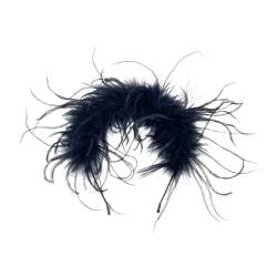 Amagogo Feder-Stirnband, Feder-Kopfbedeckung, elegant für Damen und Herren, 1920er-Jahre-Fascinator-Kopfschmuck, Haarband für Hochzeit, Party, Kostüm, Schwarz von Amagogo