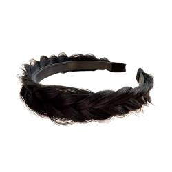 Amagogo Geflochtenes Haarband, klobig, handgefertigt, Kopfbedeckung, universelles breites geflochtenes Stirnband, klobiges elastisches Haarband für Frauen und Mädchen, Schwarz von Amagogo