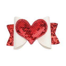 Amagogo Haarspange mit glitzernder Schleife, Haarnadel, Metallklammern, Haarspange, dekoratives, Valentinstag-Haarschleifen für, Rotes Herz von Amagogo