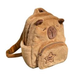 Amagogo Plüsch-Capybara-Rucksack, Schultasche, große Kapazität, Cartoon, leicht, Schultasche, Büchertasche für Frauen, Mädchen, Studenten, Teenager, Jungen von Amagogo