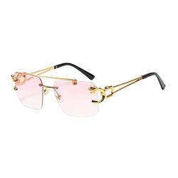 Amagogo Rechteckige rahmenlose Brille, randlose Sonnenbrille, Brille, Sonnenbrille mit Schnittkanten, polarisierte Sonnenbrille zum Laufen im Freien, ROSA von Amagogo