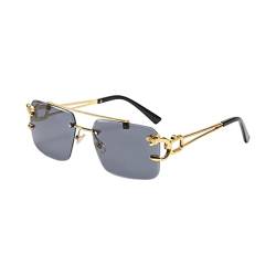 Amagogo Rechteckige rahmenlose Brille, randlose Sonnenbrille, Brille, Sonnenbrille mit Schnittkanten, polarisierte Sonnenbrille zum Laufen im Freien, Schwarzgrau von Amagogo