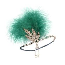 Amagogo Stirnband Kopfschmuck Vintage Stil Headwrap Haarband Kopfbedeckung Feder Stirnband für Cosplay Party Karneval Hochzeit Braut, Grün von Amagogo