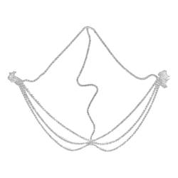 Amagogo Strass Mehrlagige Kopfkette Stirnkette Stirnband Kopfbedeckung Haarkette Schmuck Kopfbedeckung für Partyschmuck Kostüm, Silber von Amagogo