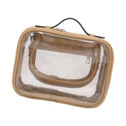 Amagogo Transparente Make-up-Tasche, Reise-Make-up-Etui, transparentes Kosmetiketui, transparente Reise-Kulturtasche für Damen, Kaffee von Amagogo