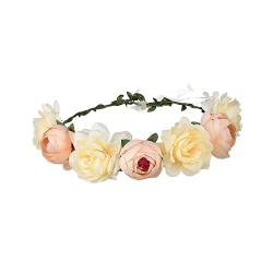 Blumen Stirnband, Blumen Stirnband für Frauen, Verstellbare Haargirlande für Frauen, Mädchen Stirnband, Blumenkrone für Haare, Kranz, Champagner von Amagogo