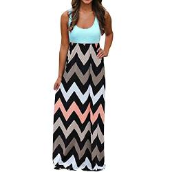 Amandaz Gestreiftes Maxi-Sommerkleid für Damen, ärmelloses, langes, lockeres Kleid in Übergröße, Damen-Strandabnutzung, Hemdkleid, Bluse, Kleid, Kleidung, langes Skaterkleid, Weibliche Partykleider von Amandaz