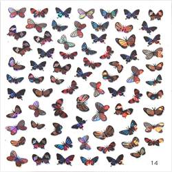 Nagelaufkleber Selbstklebend Ostern Schmetterlings-Nagel-Aufkleber, selbstklebende 3D-Nagel-Aufkleber, bunte Schmetterlinge, Frühlingsblumen, Nageldesigns für Acrylnägel, Nagel Sticker (M, One Size) von Amaone
