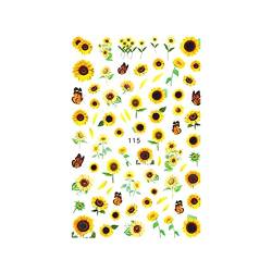 Nagelsticker Kinder Selbstklebend Sunflower Nail Stickerder Aufkleber Nail Pailletten Reiseandenken Frau Nagelsticker Selbstklebend Sommer (B, One Size) von Amaone