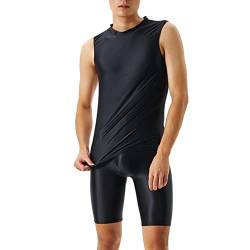 Schlafanzug Damen Glänzender Anzug für Herren, sexy, seidige, transparente Hose und Weste, Anzug, Bodybuilding. Badehose von Amaone