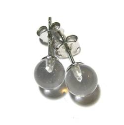 Bergkristall - 6 mm - Kugel-Ohrstecker - Perlen - Edelstein - Steckerschale und Gegenstecker - aus echtem Silber - in Geschenkbox - A++ Qualitt von Amaryllis