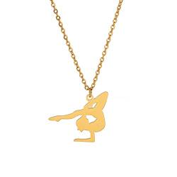 Amaxer Gymnastik-Halskette für Mädchen Cheerleader Cheerleading Eiskunstlauf Edelstahl Gymnastikschmuck Geschenke Anhänger Halskette für Turnerin Frauen Mädchen, L50, Edelstahl von Amaxer