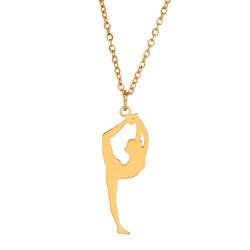 Amaxer Gymnastik-Halskette für Mädchen Cheerleader Cheerleading Eiskunstlauf Edelstahl Gymnastikschmuck Geschenke Anhänger Halskette für Turnerin Frauen Mädchen (Gymnastik-Styling 4-G) von Amaxer