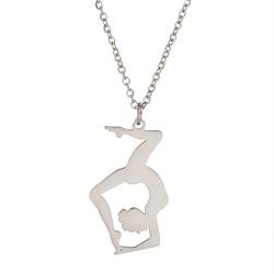 Amaxer Gymnastik-Halskette für Mädchen Cheerleader Cheerleading Eiskunstlauf Edelstahl Gymnastikschmuck Geschenke Anhänger Halskette für Turnerin Frauen Mädchen (Gymnastik-Styling 5) von Amaxer