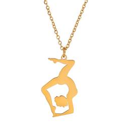 Amaxer Gymnastik-Halskette für Mädchen Cheerleader Cheerleading Eiskunstlauf Edelstahl Gymnastikschmuck Geschenke Anhänger Halskette für Turnerin Frauen Mädchen (Gymnastik-Styling 5-G) von Amaxer