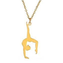 Amaxer Gymnastik-Halskette für Mädchen Cheerleader Cheerleading Eiskunstlauf Edelstahl Gymnastikschmuck Geschenke Anhänger Halskette für Turnerin Frauen Mädchen (Gymnastik-Styling 7-G) von Amaxer