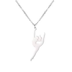 Amaxer Gymnastik Halskette für Mädchen Edelstahl Gymnastik Schmuck Geschenke Anhänger Halskette für Turner Frauen Mädchen, L50, Edelstahl von Amaxer