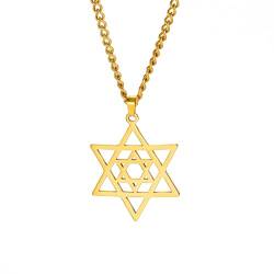 Amaxer Halskette mit Anhänger für Damen und Herren mit hebräischem Chai-Symbol des Lebens, Chanukka, Magen, jüdischer Davidstern, L60, Edelstahl von Amaxer