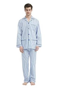 Amaxer Herren Schlafanzug Baumwolle Pyjamas Set Langarm Hose von Amaxer