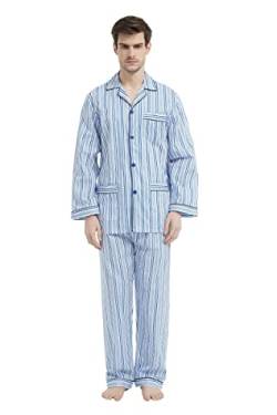 Amaxer Herren Schlafanzug Baumwolle Pyjamas Set Langarm Hose von Amaxer