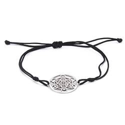 Amaxer Metatrons Würfelarmband für Frauen Erzengel Metatron Schutz Statement ausgehöhlter Edelstahl Anhänger Charm Verstellbares Seil Armband für Unisex von Amaxer