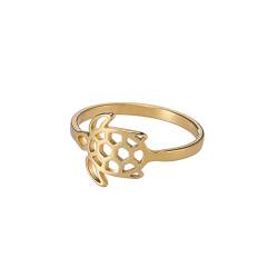 Amaxer Niedlicher Tierring für Frauen, Bienen-Schildkröten-Ring, Ausschnitt, Origami-Edelstahl, Fingerring, Schmuckzubehör, Geschenk, Edelstahl von Amaxer