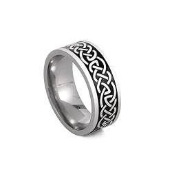 Amaxer Ring aus Edelstahl, Vintage-Wikingerring, irischer keltischer Knoten, Baum des Lebens, Blume des Lebens, Wirbelring, Hochzeitsring, Statement-Band von Amaxer