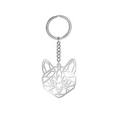 Amaxer Schlüsselanhänger aus Edelstahl mit geometrischem Origami-Schlüsselanhänger für Unisex-Tierliebhaber, hund (Gato) von Amaxer