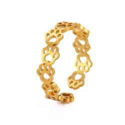 Amaxer Schöne Tierpfote Ringe Bär Hund Katze Fußabdruck Edelstahl Offener Finger Ring Strand Schmuck Geschenke für Frauen Mädchen Freunde (gold) von Amaxer