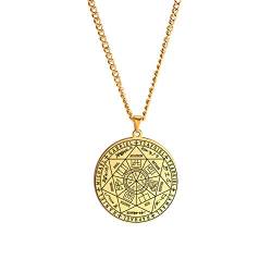 Amaxer Sieben Erzengel-Anhänger-Halskette Das Siegel von Solomon Tetragrammaton Erzengel-Halskette für Männer (Gold) von Amaxer