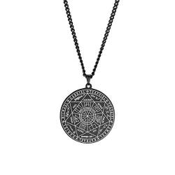 Amaxer Sieben Erzengel-Anhänger-Halskette Das Siegel von Solomon Tetragrammaton Erzengel-Halskette für Männer (Schwarz) von Amaxer
