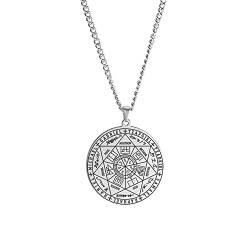 Amaxer Sieben Erzengel-Anhänger-Halskette Das Siegel von Solomon Tetragrammaton Erzengel-Halskette für Männer (Silber) von Amaxer