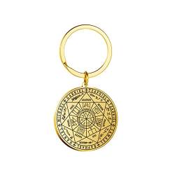 Amaxer Sieben Erzengel Metatrons Würfel St. Michael Enochian Engel Pentagramm Schutz Amulett Statement Kette Schlüsselanhänger Geometrische Kreis Edelstahl Schlüsselanhänger für Unisex von Amaxer